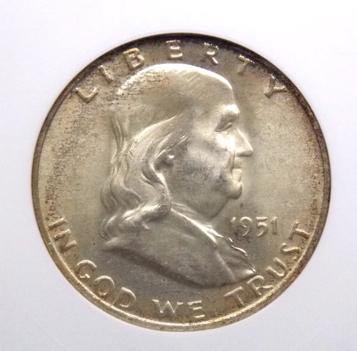 1951 "D" Franklin Half Dollar 50c ANACS MS65 FBL #024 *FULL BELL LINES* Soapbox