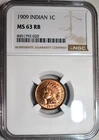NGC MS-63 RB 1909 Indian Head Cent, Razor-Sharp, 80%+ Red Blazer.