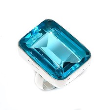 Swiss Blue Topaz Gemstone 925 Sterling Silver Jewelry Ring Size 7 q639