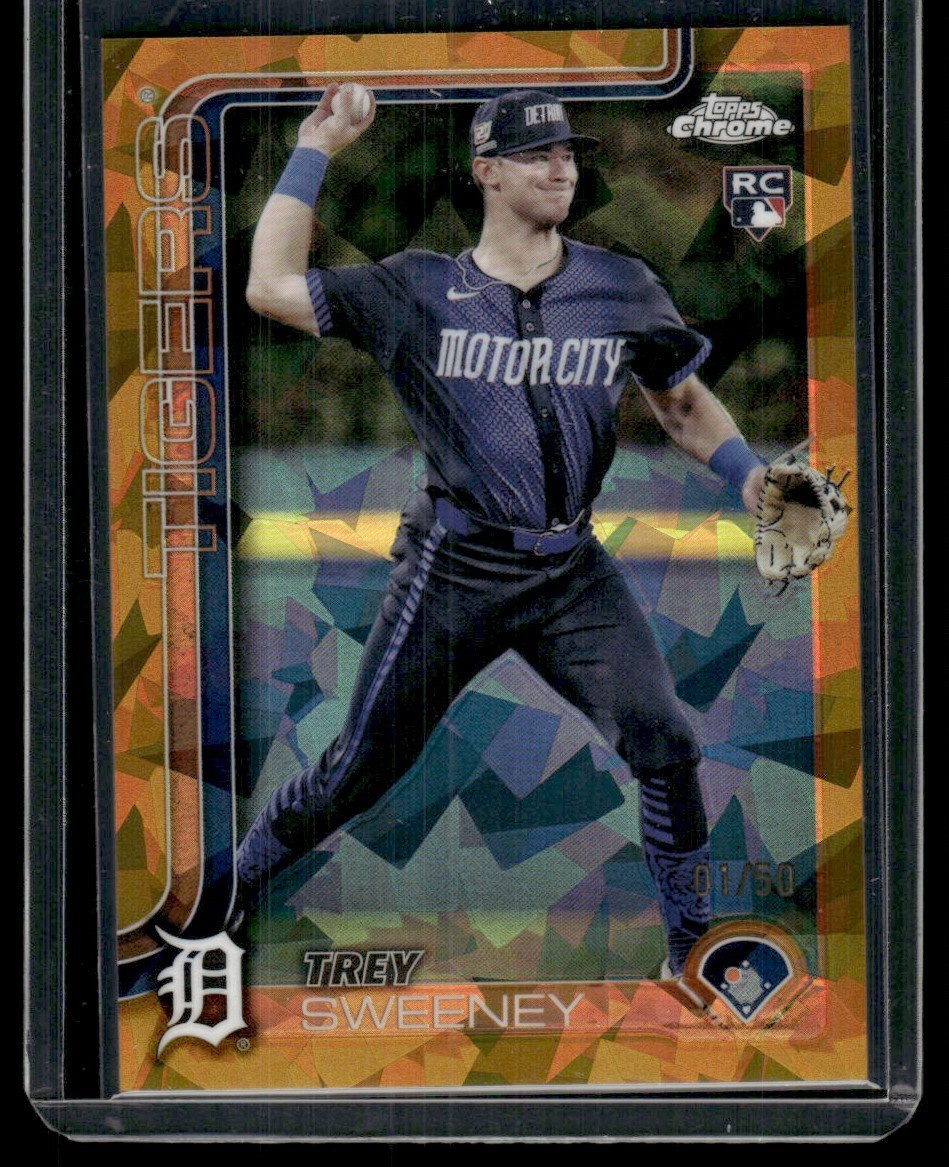 TREY SWEENEY 2025 TOPPS CHROME SAPPHIRE #6 GOLD REFRACTOR 01/50 RC