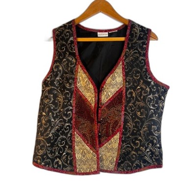 White Stag Brocade Jacquard Mixed Print Vest Western Country Bold Size MD**