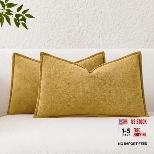 Kevin Textile Waterproof Decorative Pillow 20" x 12" (Pack of 2) Mustard Yellow