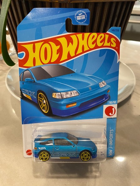 2023 Hot Wheels 148 Hw J-Imports 10/3M88 Honda Cr-X Blau W / Gelb Pr5 Speichen-image
