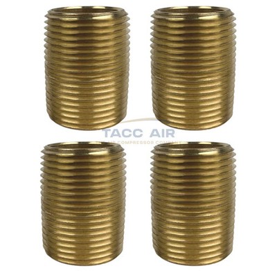 4 Pack Brass Close Pipe Nipple Fitting 3/4'' MNPT x 3/4'' NPT Male Adapter