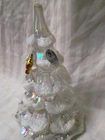 Fenton Iridescent Art Glass Christmas Tree Figurine Clear White 6 in