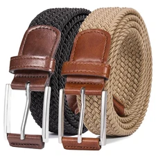 Belt for Men, 1 3/8" Mens Gift Stretch Braided Web Belt Elastic for Casual Go...