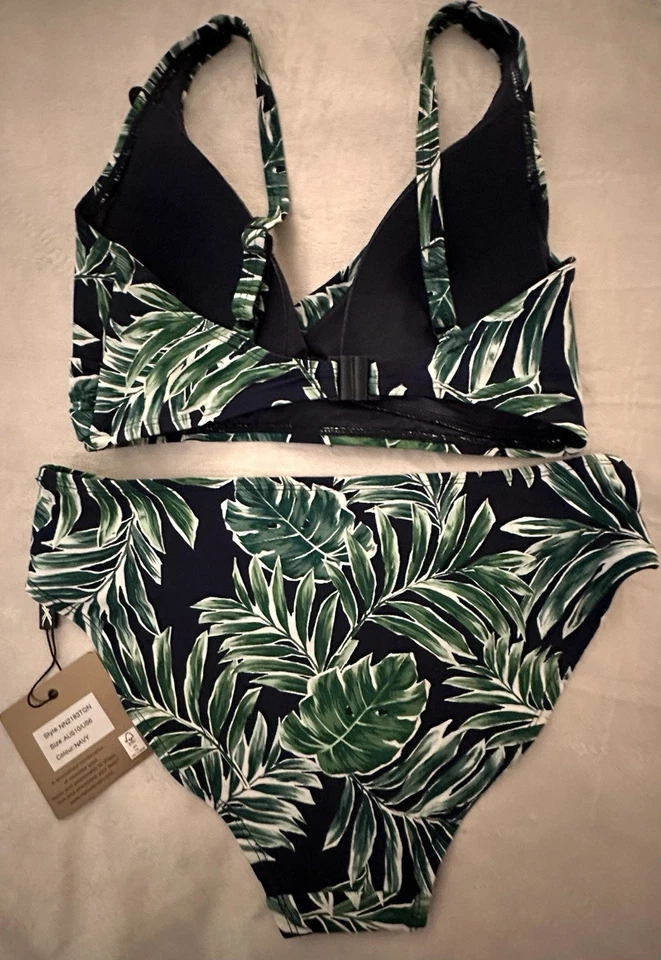 Nip Tuck Brand New Bikini Set Black Green Tropical Style NN2183TQN Size 6 NWTS - Image 2 of 4