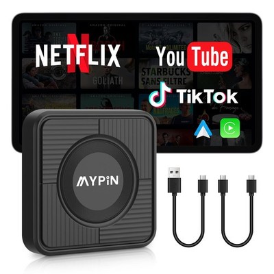Upgraded Wireless CarPlay Adapter, 3-in-1 Carplay & Android Black 