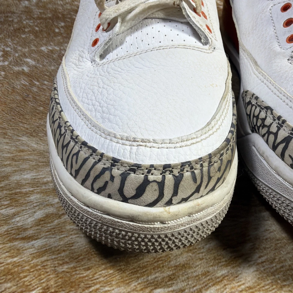 Nike Air Jordan 3 Retro Para hombres Talla 9.5 Knicks Blanco Verdadero Naranja Azul Baloncesto Foto 3 de 4