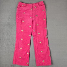 Vintage Lilly Pulitzer Pants Womens 6 Pink Corduroy Duck Embroidered Colorful