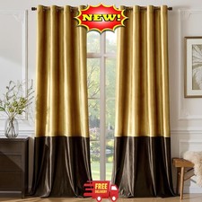 Cortinas de terciopelo marr n dorado de 213 cm 84 pulgadas , elegantes y modern