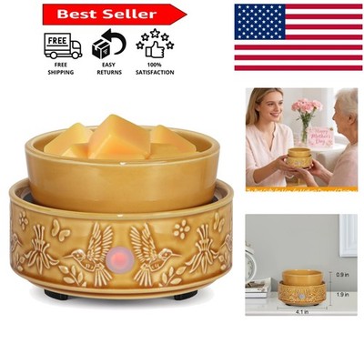 Energy-Saving Electric Candle Warmer - Stylish Hummingbird Design in Yellow