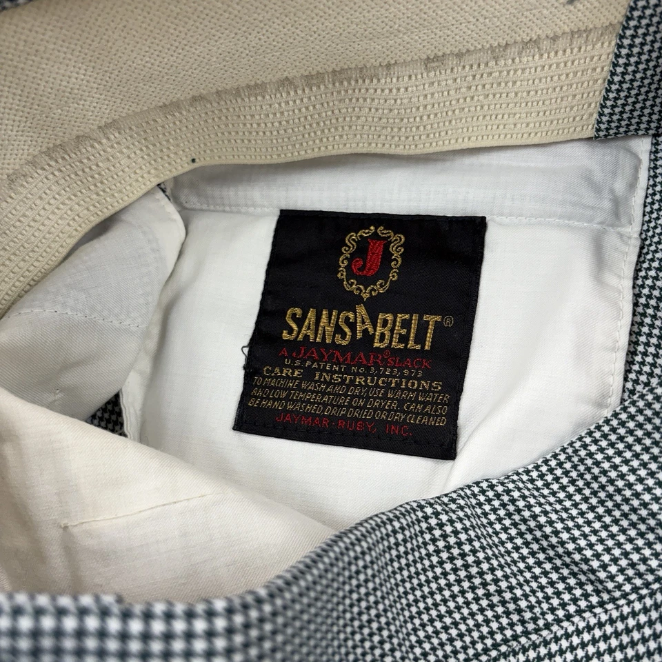 Vintage 70s Disco Pants Mens 34x28 Green Sawtooth Sansabelt Golf Talon Trouser - Image 3 of 4