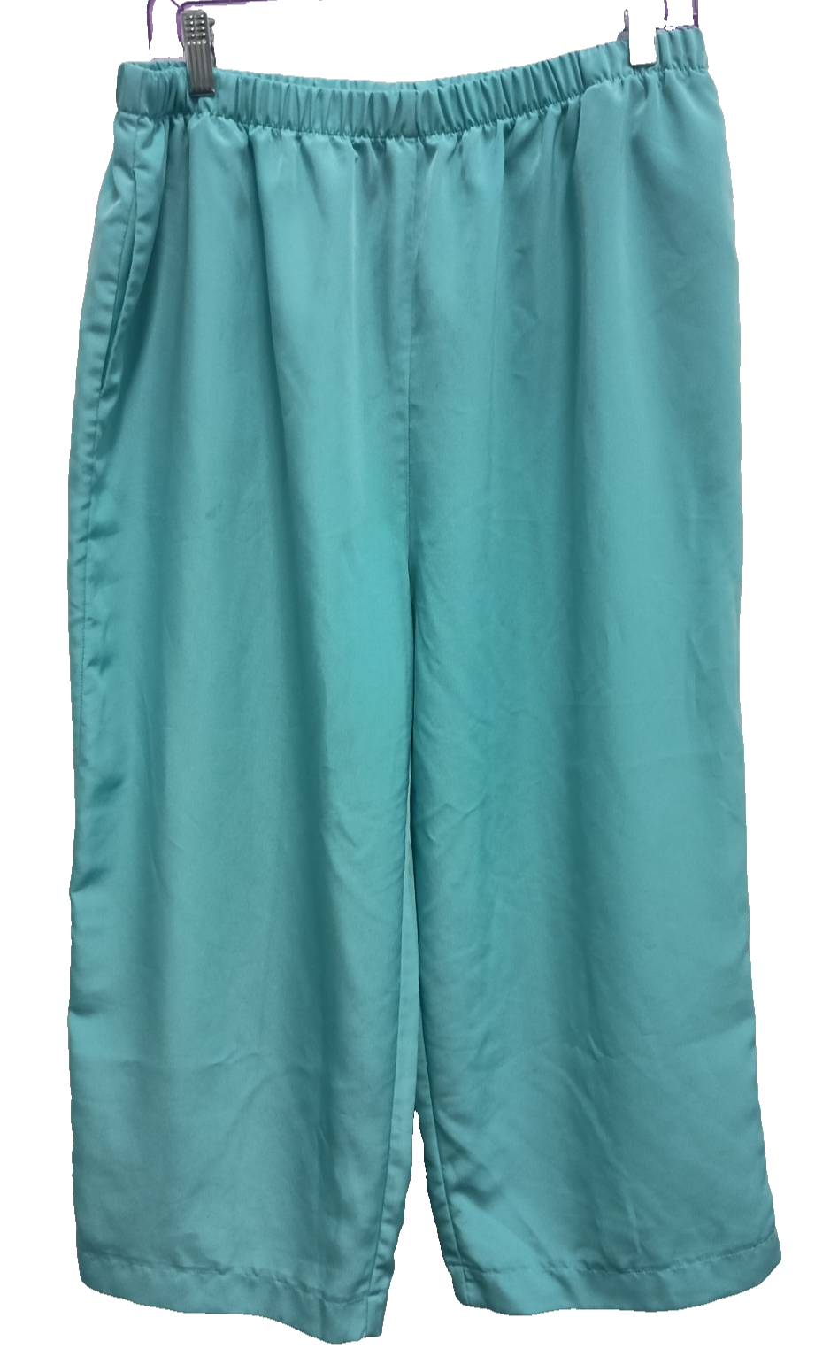 Susan Graver Style Womens Capri Pants XL Blue Wide Leg Pull On Casual