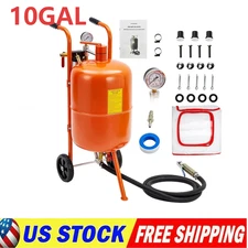 10 Gal Sand Blaster Portable Abrasive Blasting Cabinet Kit 125 PSI w/ 4 Nozzles
