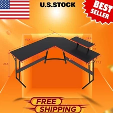L-Shaped Corner Gaming Desk with Large Desktop for Work, Study & Gaming, Black