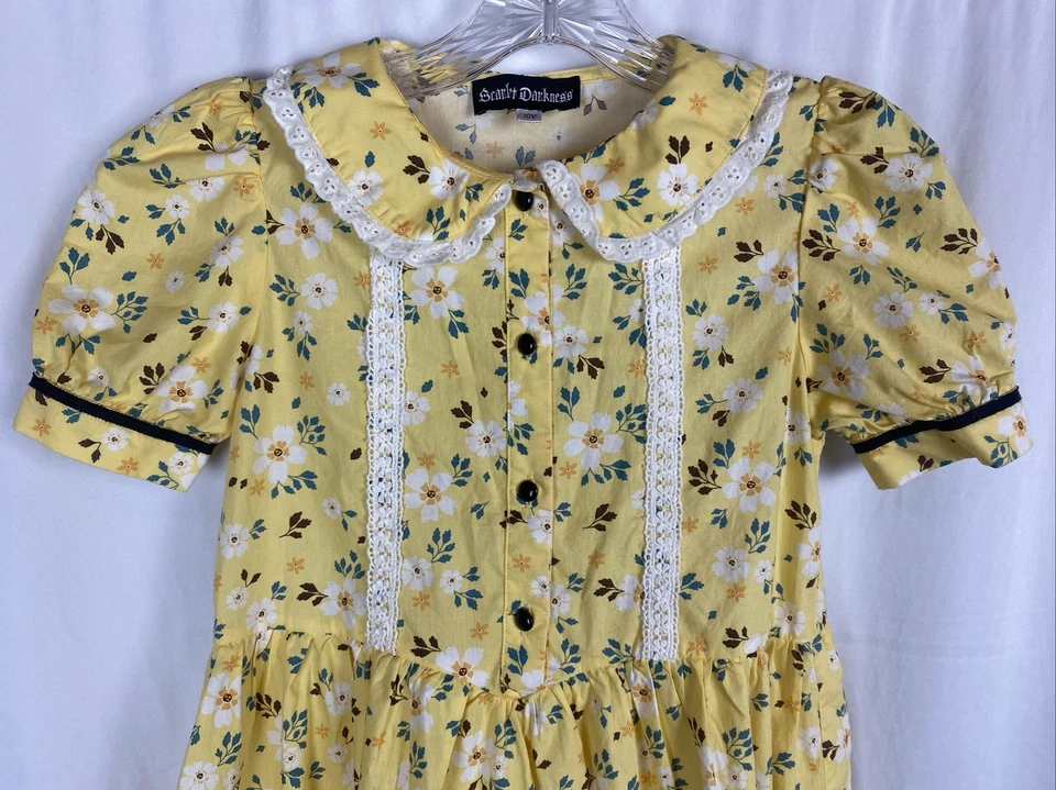 Scarlet Darkness Pioneer Prairie Cottagecore Shabby Chic Dress Size 10 Y Floral - Image 3 of 4