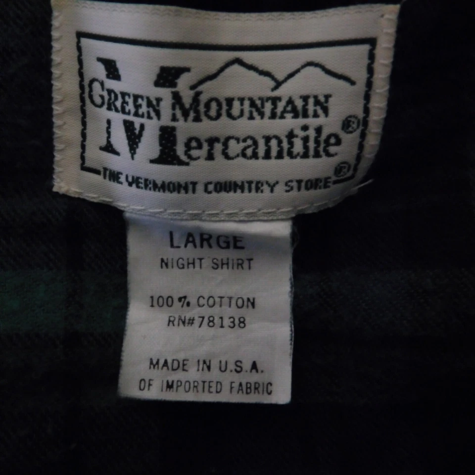 Винтажная мужская фланелевая рубашка для сна клетчатая сине-зеленая сделано в США размер большой - Изображение 3 из 4