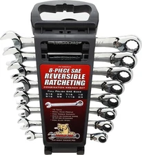 Cougar Pro Reversible Ratcheting Combination Wrench Set 8 Pieces SAE E8SRCW