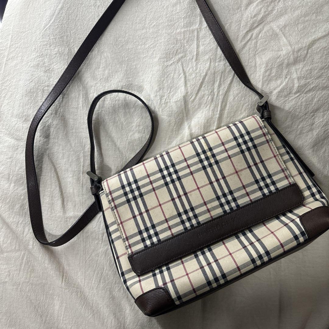 Burberry Shoulder Bag Nova Check Canvas Beige Authentic F09241369