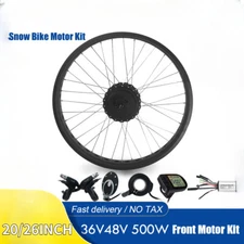 36V 48V 500W Front Wheel Hub Motor Snow Fat Bike E-Bike Conversion Kit 20 26inch