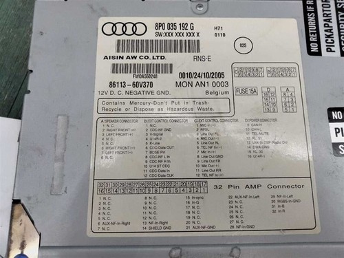 2006 2007 2008 2009 AUDI A3 RADIO RECEIVER NAVIGATION DISPLAY 8P0035192G - Picture 8 of 12