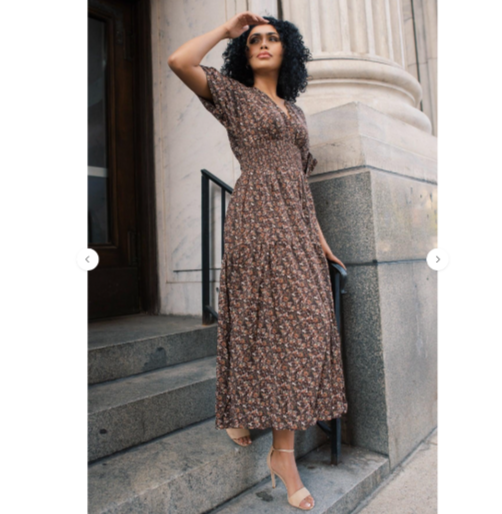 aline brown dress Shop Brown Aline Midi Dress With Bow Detail - for Women | OUTZIDR