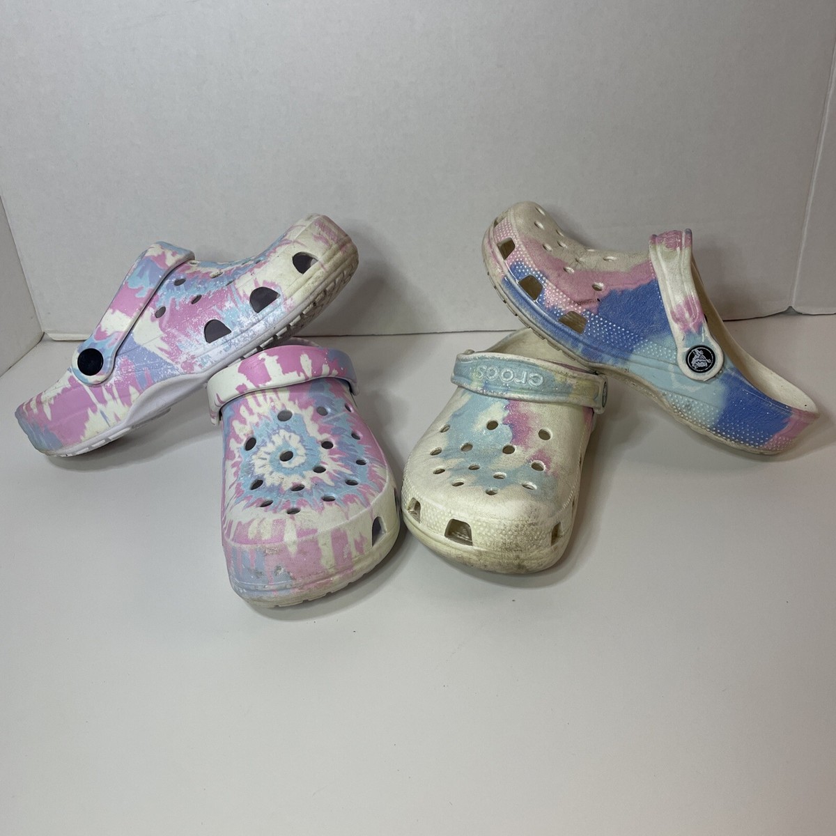 Kids Crocs Marbled Tie-Dye Pastel Yellow /Green Purple Blue Size