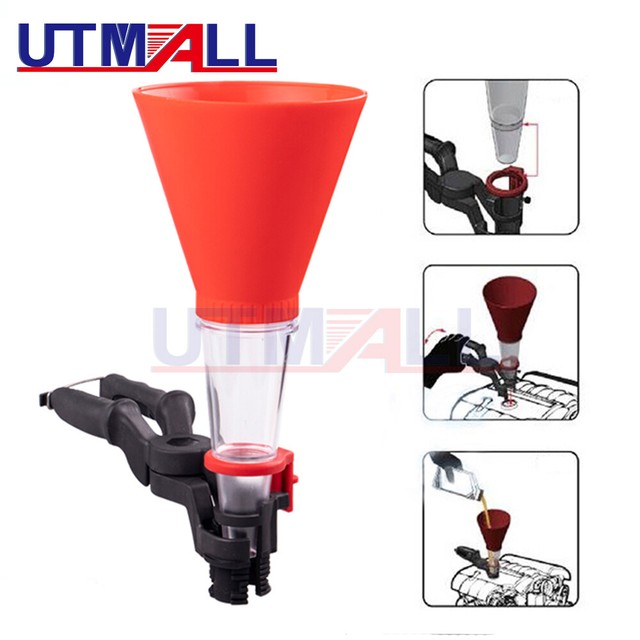 2PCS Universal Engine Oil Funnel Tool Set with Clamp FOR MOST CARS eBay