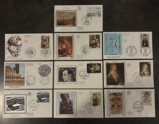 10 Timbre France Lot de FDC soie Tableau musée imaginaire