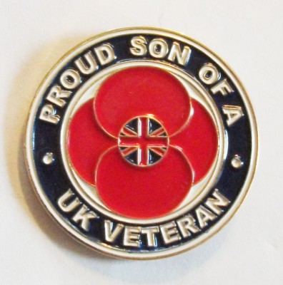 STOLZER SOHN EINES BRITISCHEN VETERANEN ANSTECKNADEL ODER WANDERSTOCKHALTERUNG