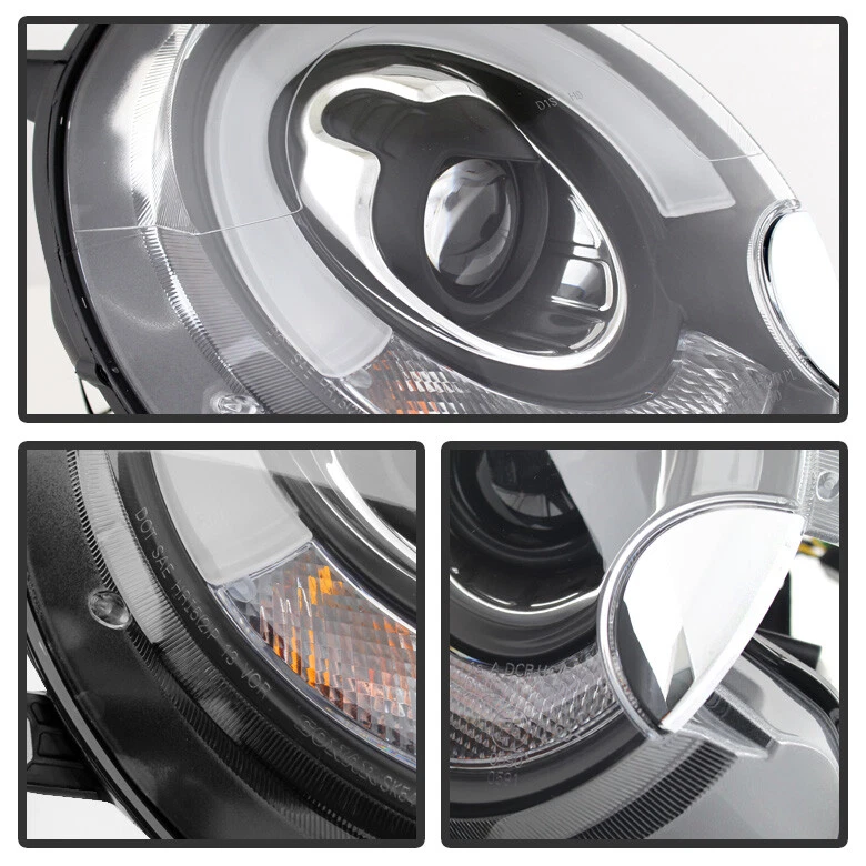 Blk 2007-2013 Mini Cooper LED Light Tube DRL Projector Headlights Headlamps Pair - Изображение 4 из 4