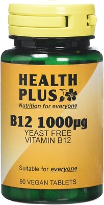 Health Plus B12 1000Μg 1000μg Vitamin B Präparat - 90 Tabletten - VEGAN