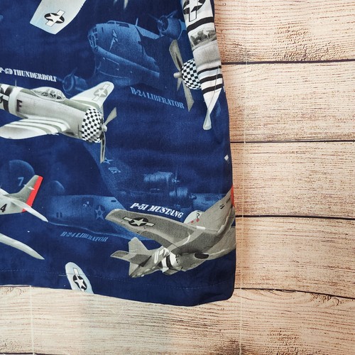 Vintage RJC Hawaiian Shirt Mens Medium Blue Fighter Jet Planes Button Down - Picture 13 of 14