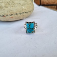 Blue Copper Turquoise Gemstone Ring 925 Sterling Silver Gift For Her Ring PG4421