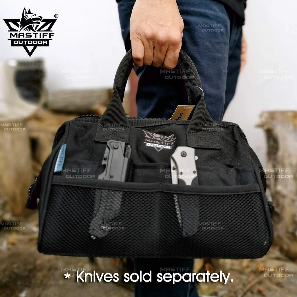 Multi-Tool Bag Wide Mouth Ammo Case Heavy Duty All Purpose Pack Black