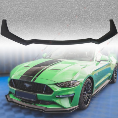 Matte Black 3-Piece Front Bumper Lip Spoiler Splitter For Ford Mustang GT 2018-2024