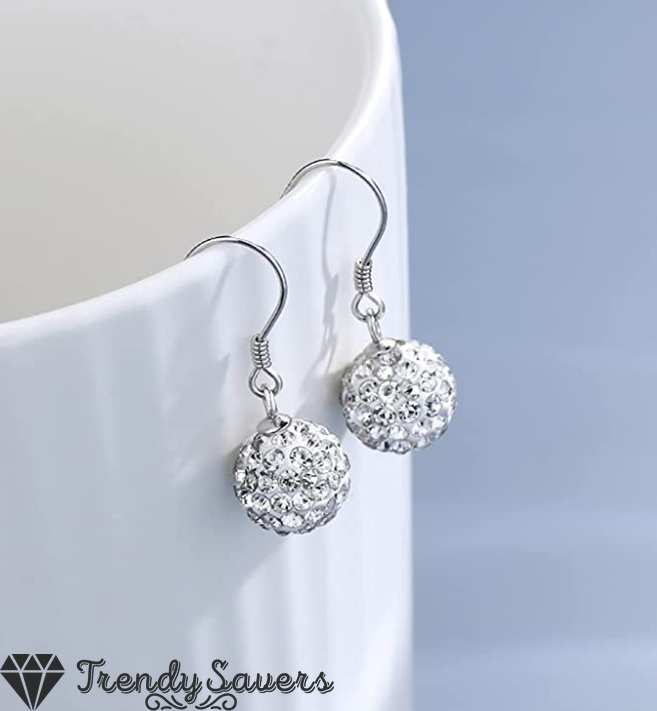 Hypoallergenic 925 Sterling Silver Cubic Zirconia Disco Ball Stud