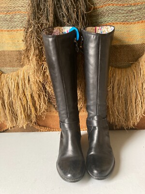 Libby Edelman Knee Tall High Riding Black Boots Womens Size
