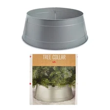 Holiday Lane Circular Silver Iron Christmas Tree Collar, Skirt Rustic Farmhouse
