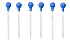 6Pk 10ml Glass Graduated Dropper Pipettes Lab Dropper with Red Rubber Cap Scale