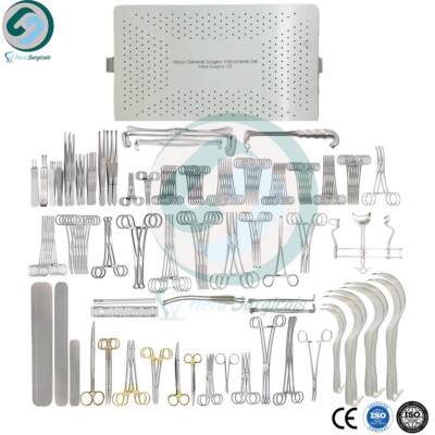 Major General Surgery Instruments Set Premium With Sterilization Aluminum Box