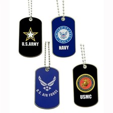 Military Dog Tag Army Navy Marines Air Force Neck Chain Pendant Necklace Key Tag