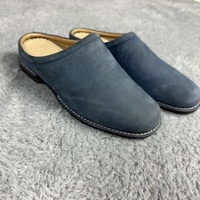 Lands End Casual Comfort Western Suede Clogs 7B Dusty Blue Grey Neutral