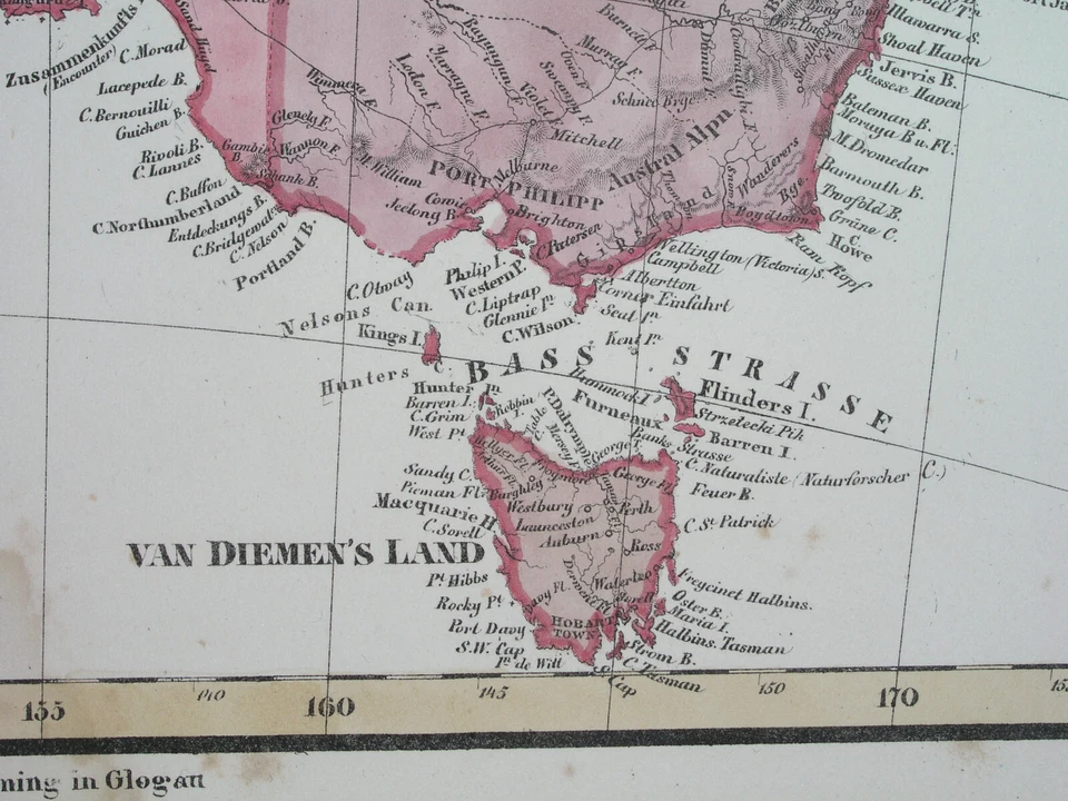 1853 NICE ORIGINAL MAP AUSTRALIA NEW SOUTH WALES PERTH BRISBANE SYDNEY MELBOURNE - Image 3 of 4
