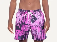 Swiminista Beach Activities Print Swim Trunk Mid-Length Board Shorts Size M NWT​