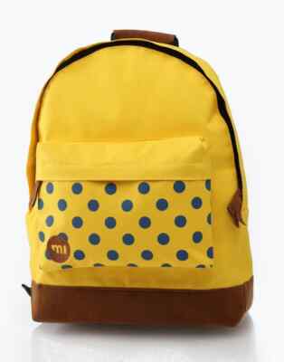 Brandneu mit Etikett Mi-Pac gelb blau gepunktet Rucksack Backpack Schule Student Unisex