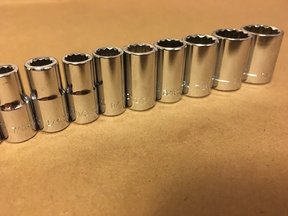 Craftsman 10pc 1/4 SAE 12pt Sockets Set Standard STD Point Drive Hand Tools - Image 3 of 4