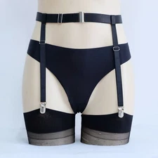 Luxallacki Adjustable Elastic 4 & 6 Straps Suspender Belt Garter for Thigh Highs