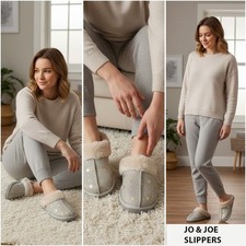 Ladies  Star Print Slippers Womens Warm Slip On Fur Lined Winter Mule Shoes Size